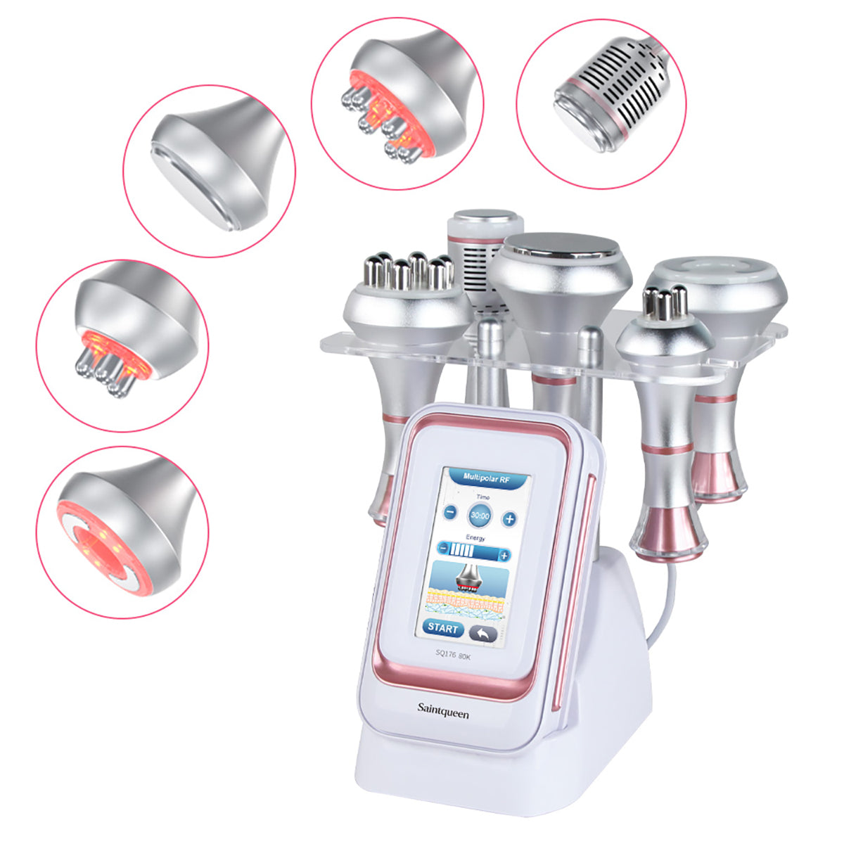 SQ176B Pro: dispositivo 5 in 1 con cavitazione 80K, radiofrequenza, massaggio a vuoto, testina fredda