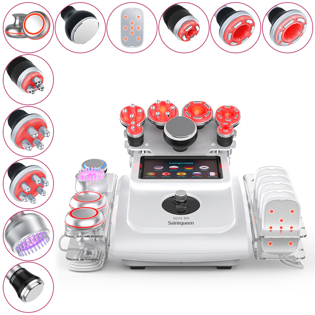 SQ154A Max: dispositivo 11 in 1 con cavitazione 80K, radiofrequenza, massaggio a vuoto, laser, EMS, testina fredda