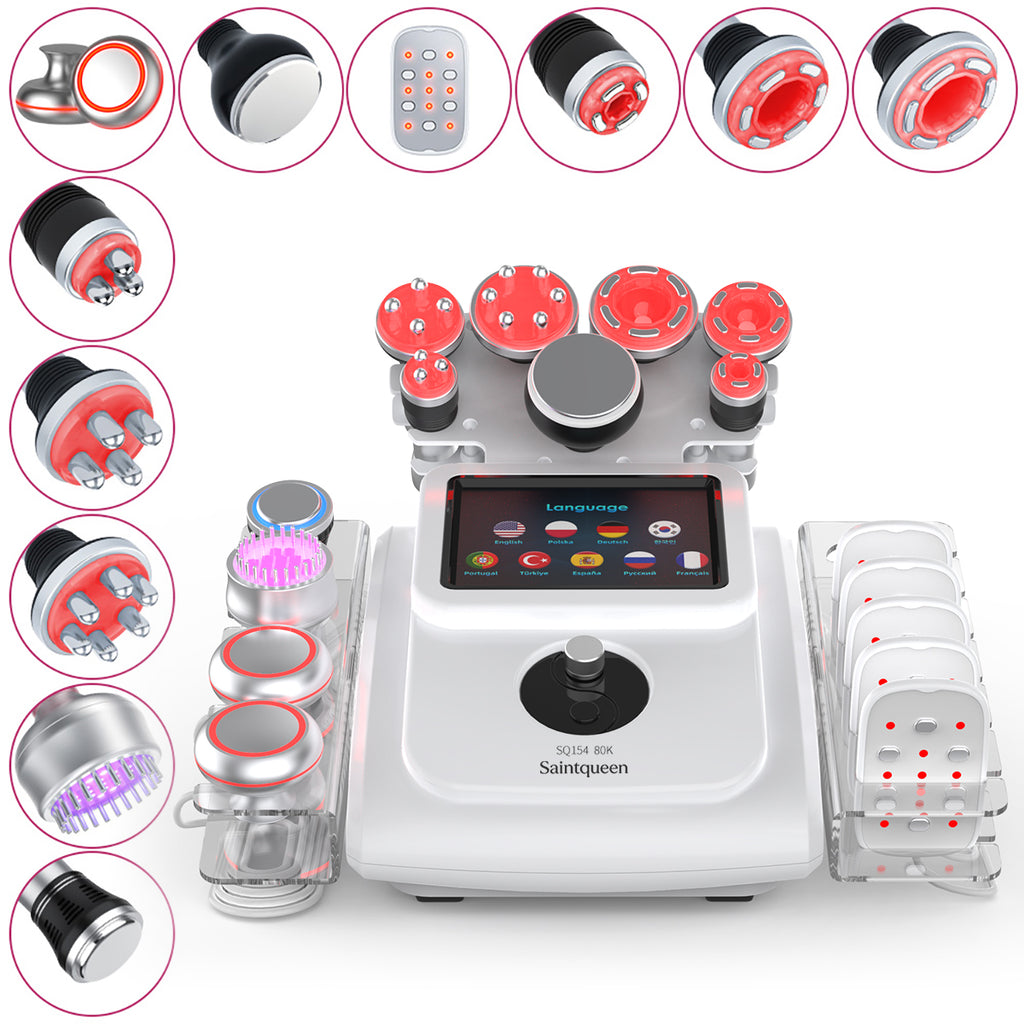 SQ154B Max: dispositivo 11 in 1 con cavitazione 80K, radiofrequenza, massaggio a vuoto, laser, EMS, testina fredda