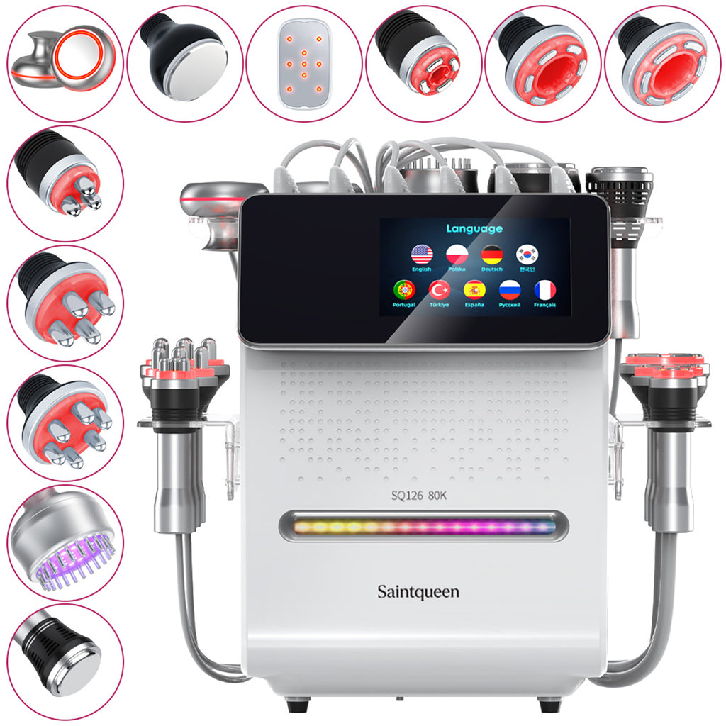 SQ126A Max: dispositivo 11 in 1 con cavitazione 80K, radiofrequenza, massaggio a vuoto, laser, EMS, testina fredda