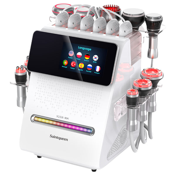 SQ126B Max: dispositivo 11 in 1 con cavitazione 80K, radiofrequenza, massaggio a vuoto, laser, EMS, testina fredda