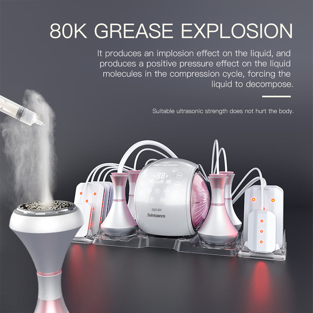 SQ52 Pro: dispositivo 6 in 1 con cavitazione 80K, radiofrequenza, massaggio a vuoto, laser