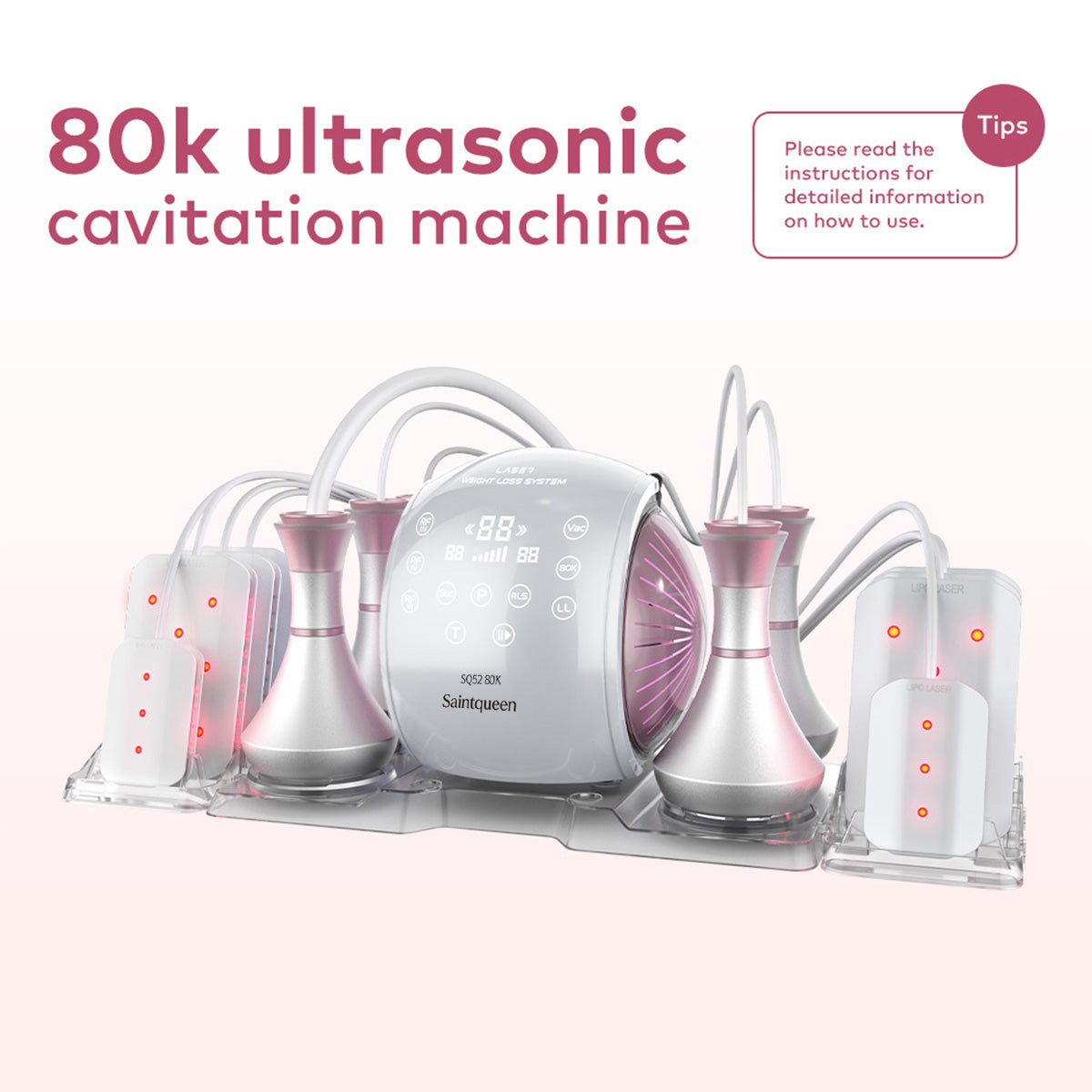 SQ52 Pro: dispositivo 6 in 1 con cavitazione 80K, radiofrequenza, massaggio a vuoto, laser