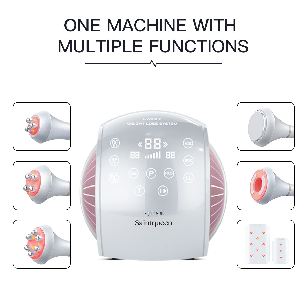 SQ52 Pro: dispositivo 6 in 1 con cavitazione 80K, radiofrequenza, massaggio a vuoto, laser