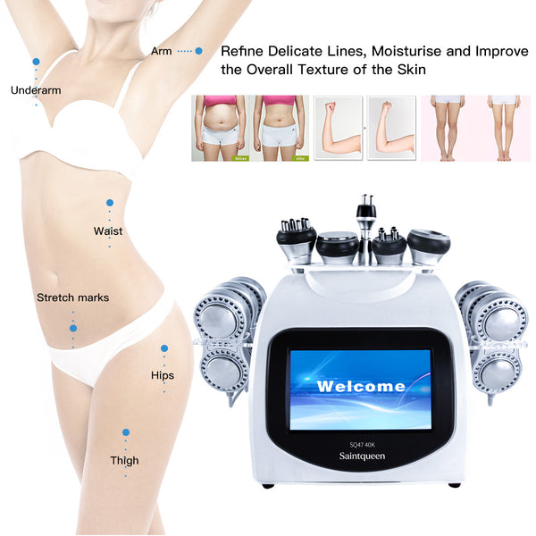 SQ47B Pro: dispositivo 6 in 1 con cavitazione 40K, radiofrequenza, massaggio a vuoto, laser, EMS