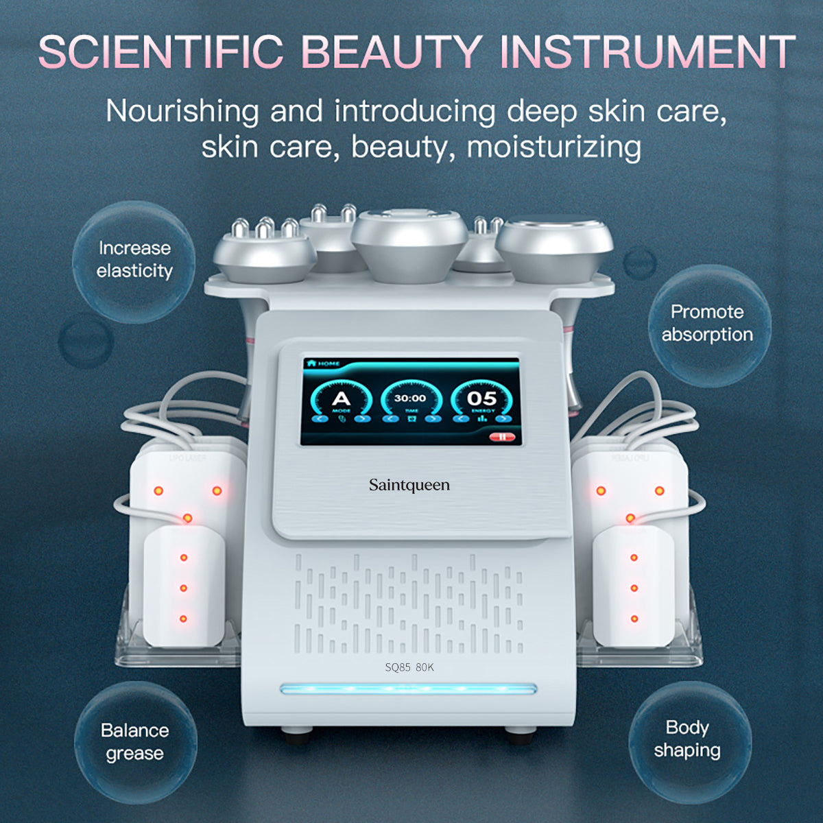 SQ85C Pro: dispositivo 6 in 1 con cavitazione 80K, radiofrequenza, massaggio a vuoto, laser