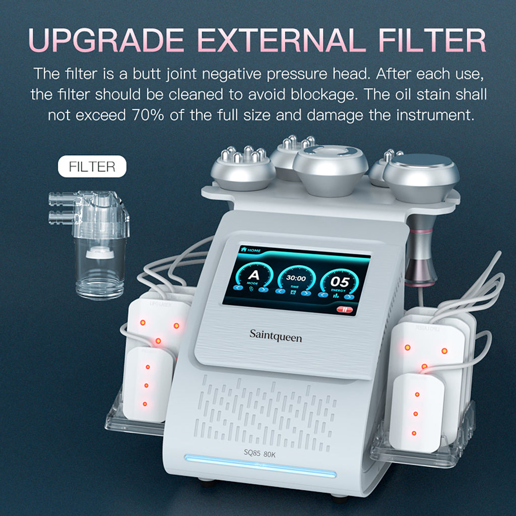 SQ85C Pro: dispositivo 6 in 1 con cavitazione 80K, radiofrequenza, massaggio a vuoto, laser