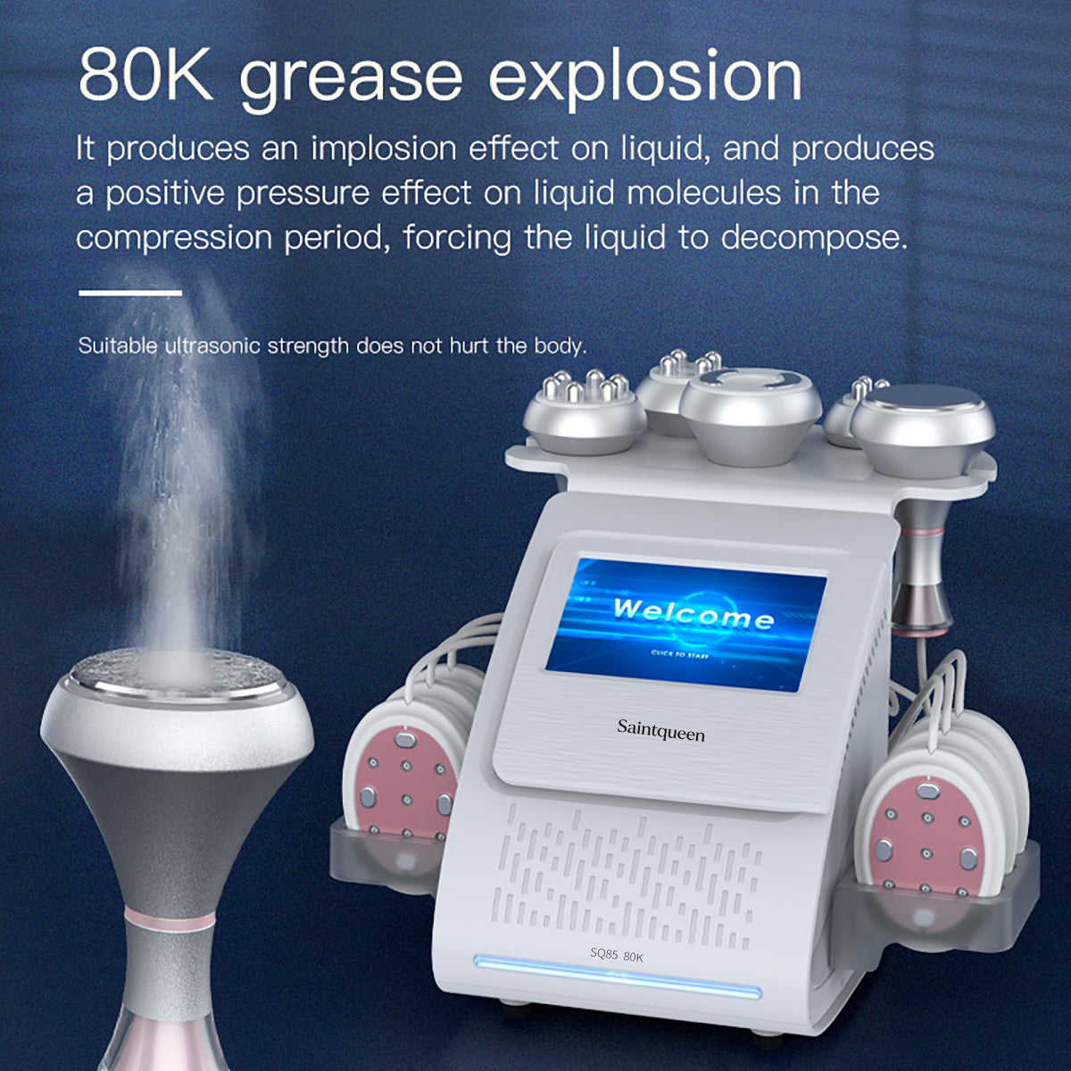 SQ85B Pro: dispositivo 6 in 1 con cavitazione 80K, radiofrequenza, massaggio a vuoto, laser, EMS