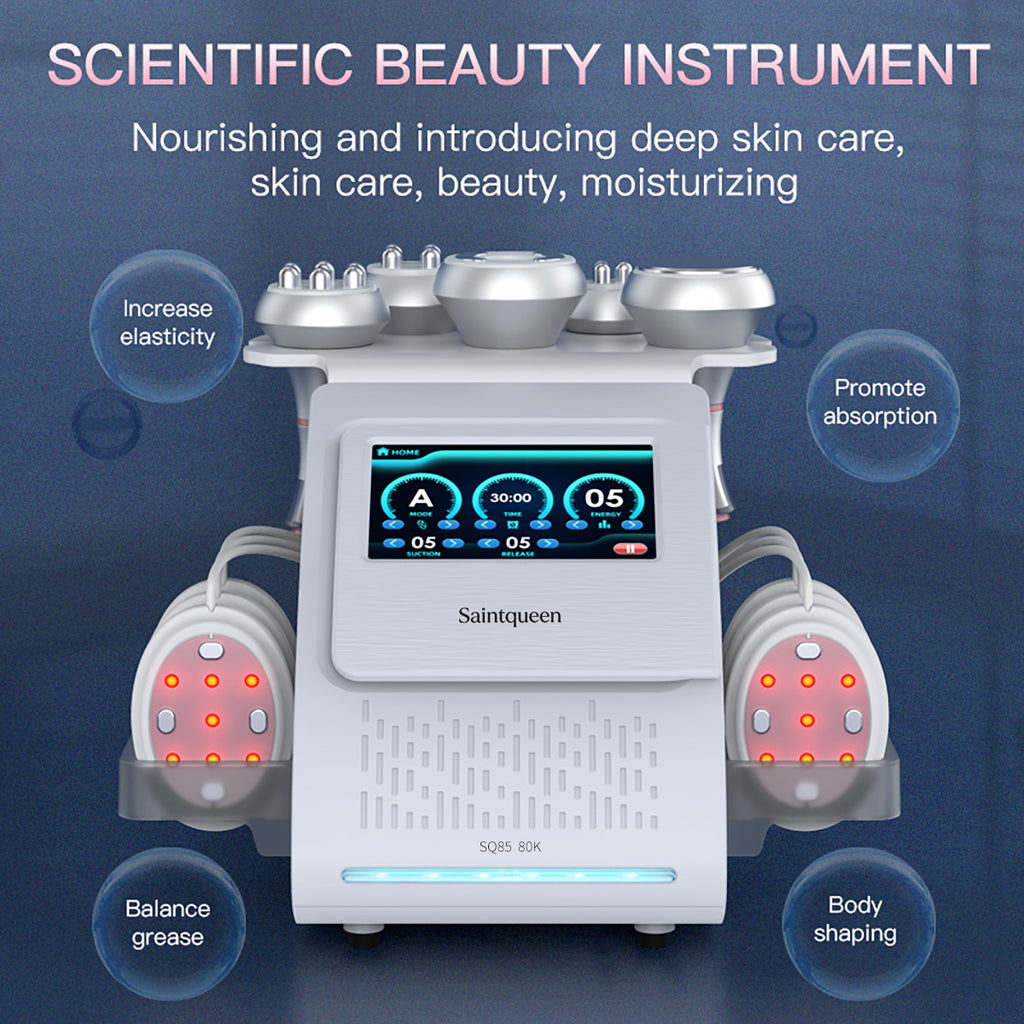 SQ85B Pro: dispositivo 6 in 1 con cavitazione 80K, radiofrequenza, massaggio a vuoto, laser, EMS