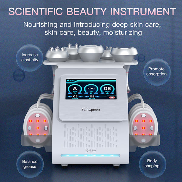 SQ85B Pro: dispositivo 6 in 1 con cavitazione 80K, radiofrequenza, massaggio a vuoto, laser, EMS