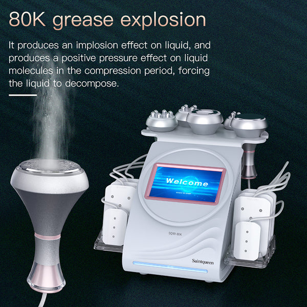 SQ90C Pro: dispositivo 6 in 1 con cavitazione 80K, radiofrequenza, massaggio a vuoto, laser