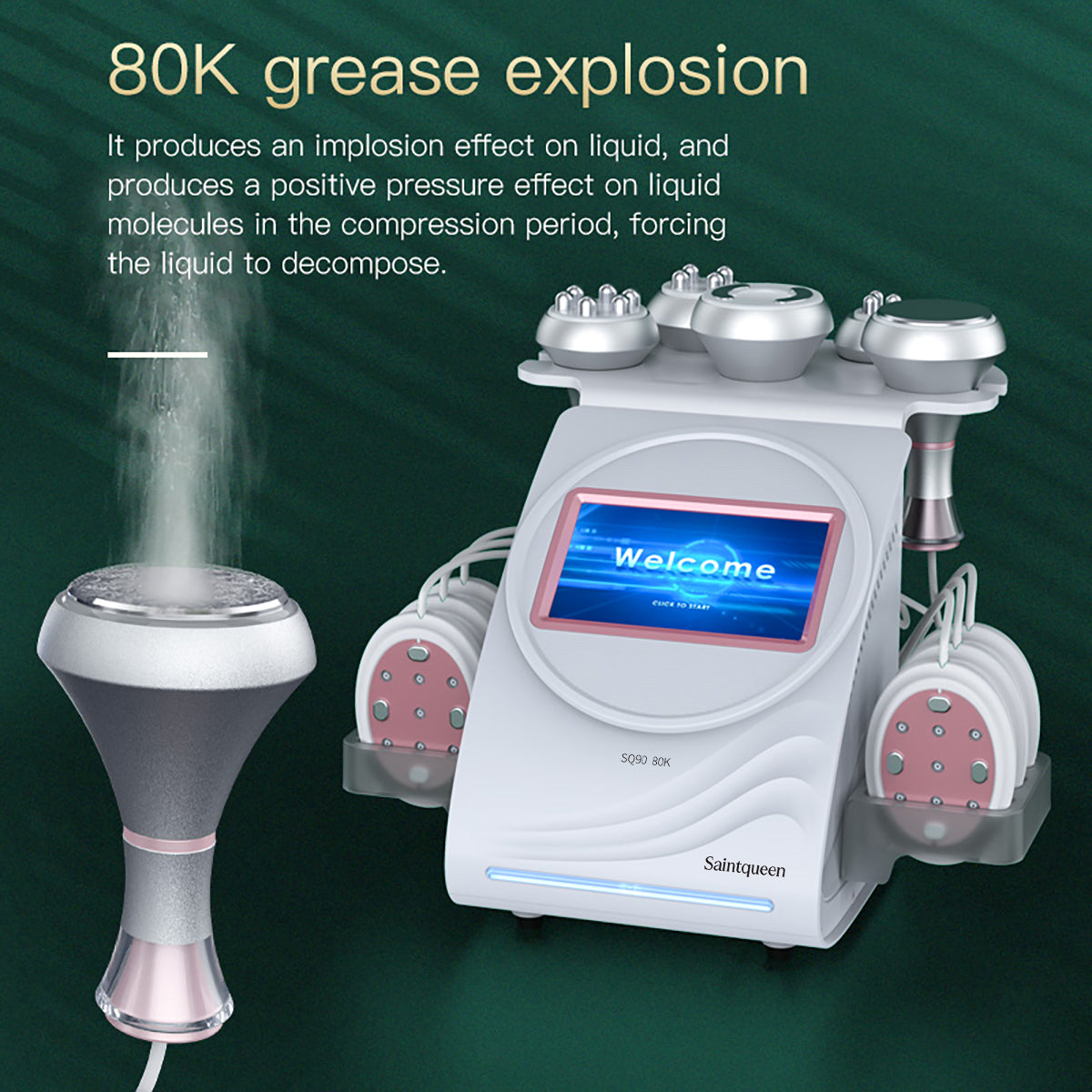 SQ90B Pro: dispositivo 6 in 1 con cavitazione 80K, radiofrequenza, massaggio a vuoto, laser, EMS