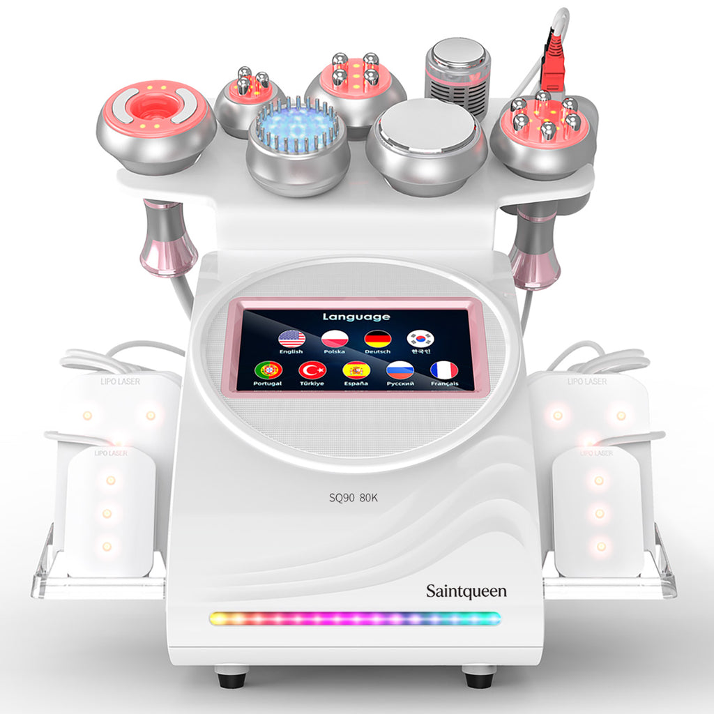 SQ90D Plus: dispositivo 9 in 1 con cavitazione 80K, radiofrequenza, massaggio a vuoto, laser, microcorrente, testina fredda