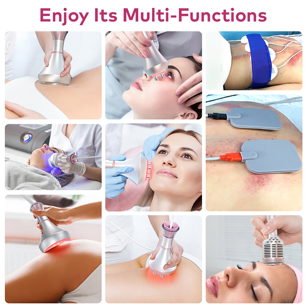 SQ90E Plus: dispositivo 9 in 1 con cavitazione 80K, radiofrequenza, massaggio a vuoto, laser, EMS, microcorrente, testina fredda