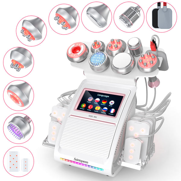 SQ92D Plus: dispositivo 9 in 1 con cavitazione 80K, radiofrequenza, laser, microcorrente, testina fredda