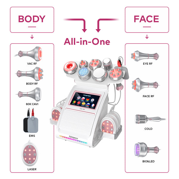 SQ92E Plus: dispositivo 9 in 1 con cavitazione 80K, radiofrequenza, microcorrente, testina fredda