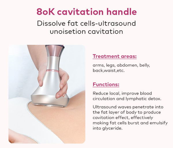 SQ121A Pro: dispositivo 6 in 1 con cavitazione 80K, radiofrequenza, massaggio a vuoto, laser