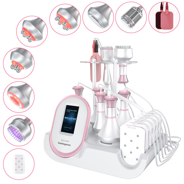 SQ121C Plus: dispositivo 9 in 1 con cavitazione 80K, radiofrequenza, massaggio a vuoto, laser, EMS, testina fredda