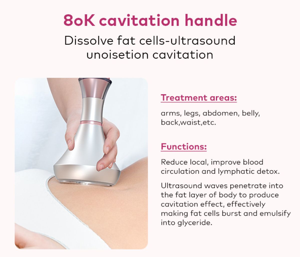 SQ121B Pro: dispositivo 6 in 1 con cavitazione 80K, radiofrequenza, massaggio a vuoto, laser, EMS, microcorrente