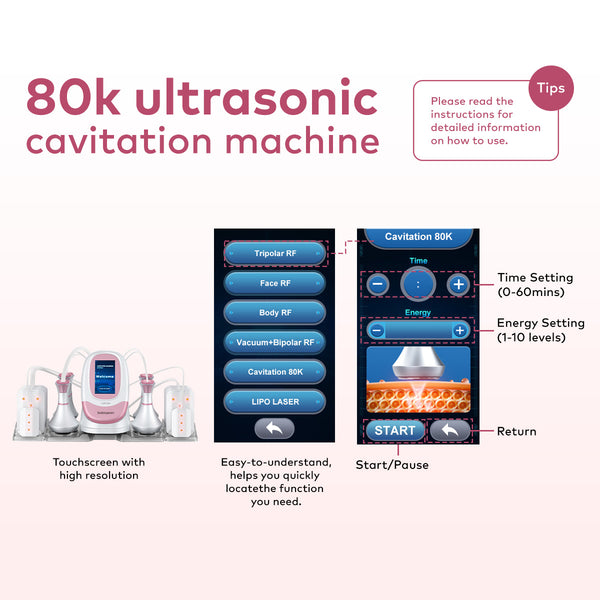 SQ95C Pro: dispositivo 6 in 1 con cavitazione 80K, radiofrequenza, massaggio a vuoto, laser