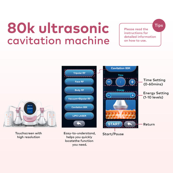SQ96 Pro Apparecchio 6 in 1 con cavitazione 80K e piastre laser