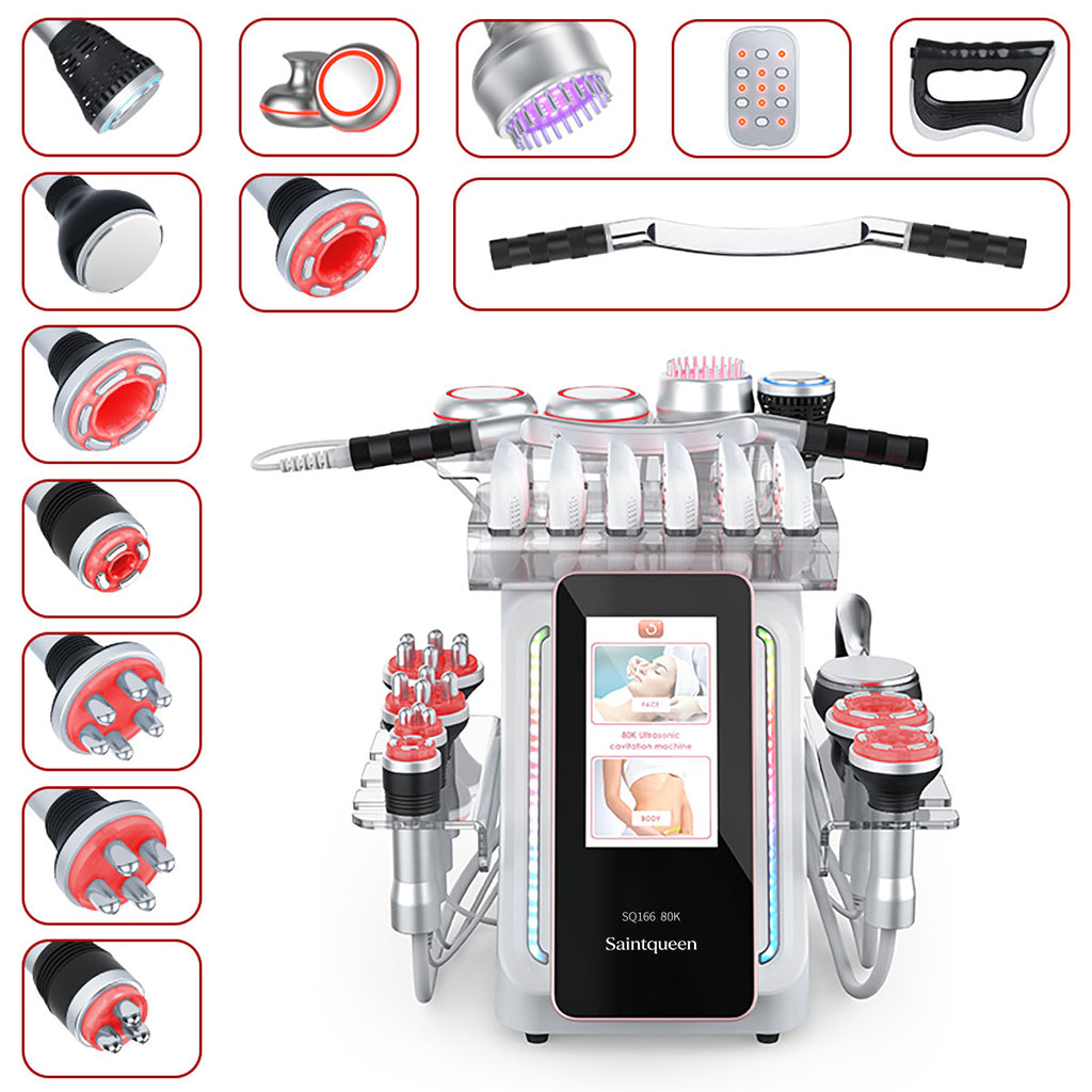 SQ166 Ultra: dispositivo con cavitazione 80K, radiofrequenza, massaggio a vuoto, laser, EMS