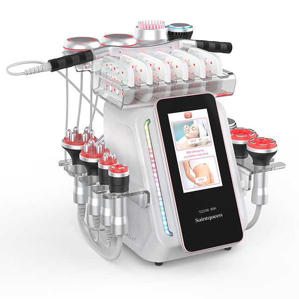 SQ166 Ultra: dispositivo con cavitazione 80K, radiofrequenza, massaggio a vuoto, laser, EMS