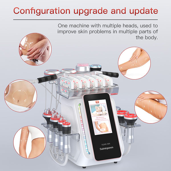 SQ166 Ultra: dispositivo con cavitazione 80K, radiofrequenza, massaggio a vuoto, laser, EMS