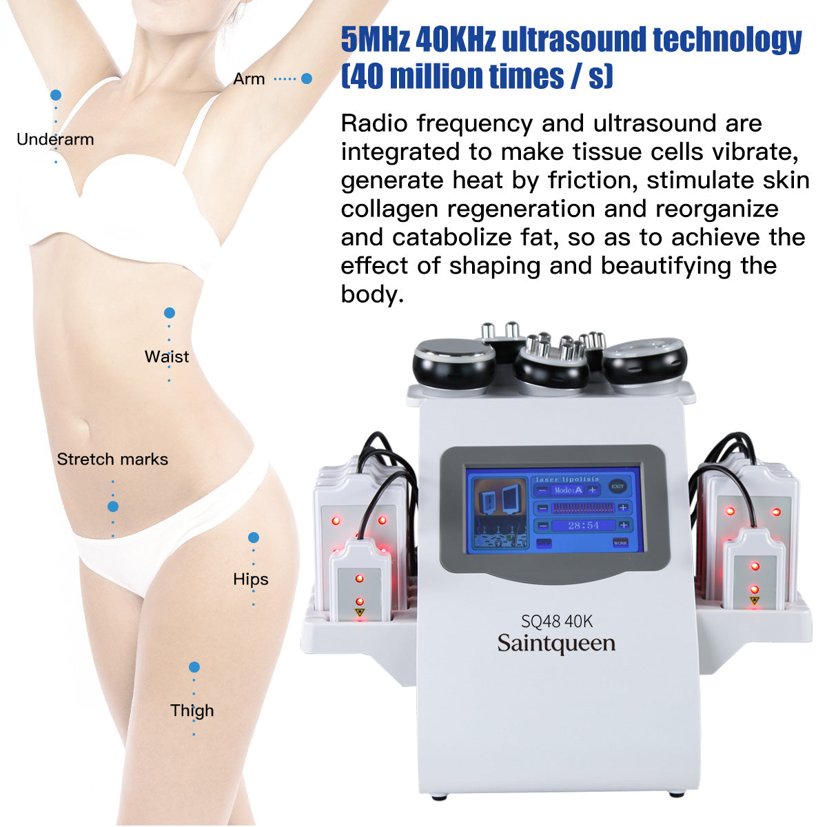 SQ48 Pro Apparecchio 6 in 1 con cavitazione 40K e piastre laser